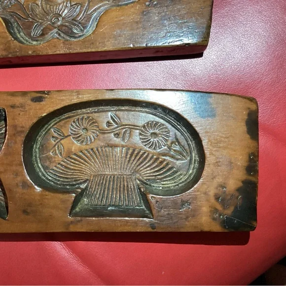 Vintage wood cookie, candy mold. 3 piece set